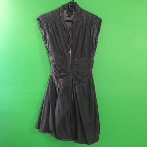 Dark Denim Front Zipper Dress